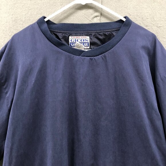 Vintage Golf Jacket Pullover Mens L Windbreaker Navy Blue Crewneck Nylon - Picture 3 of 9